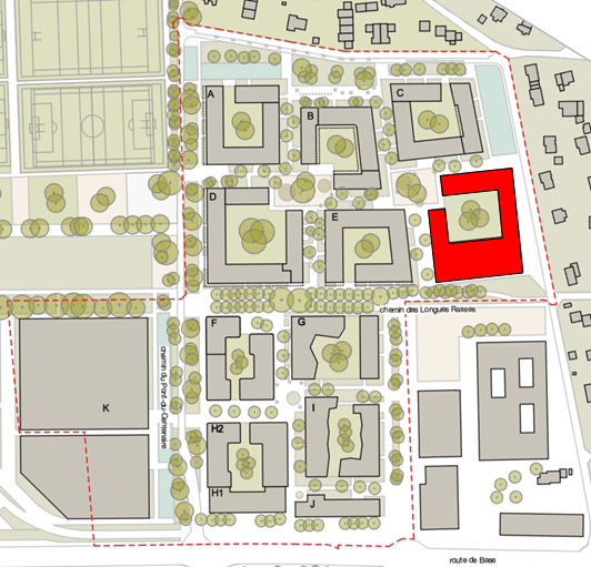 Plan Groupe scolaire Rolliet vue d'ensemble sur le quartier